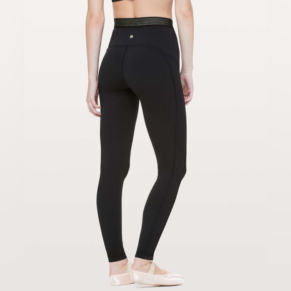 Lululemon✨Principal Dancer Golden Lining Tight *28"✨Black✨RARE LIKE NEW✨sz 6 - Picture 2 of 16